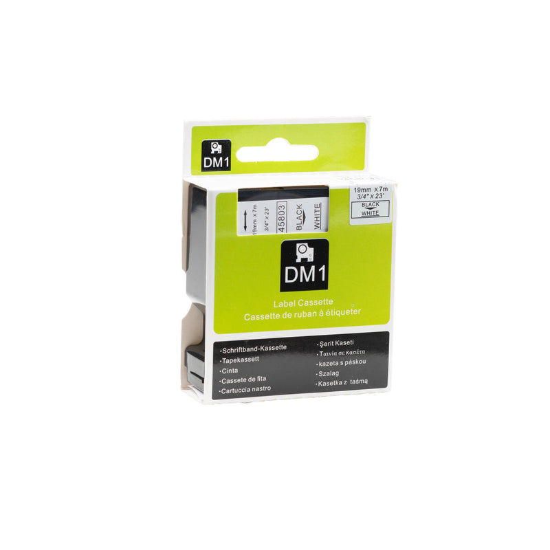 Dymo D1 compatible 45803 (S0720830) tape, zwart op wit, 19 mm x 7 m - Lettertapes.nl