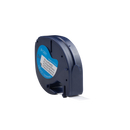 Dymo compatible Letratag 91201 (S0721610) tape, zwart op wit (plastic), 12 mm x 4 m - Lettertapes.nl