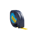 Dymo compatible Letratag 91202 (S0721620) tape, zwart op geel (plastic), 12 mm x 4 m - Lettertapes.nl