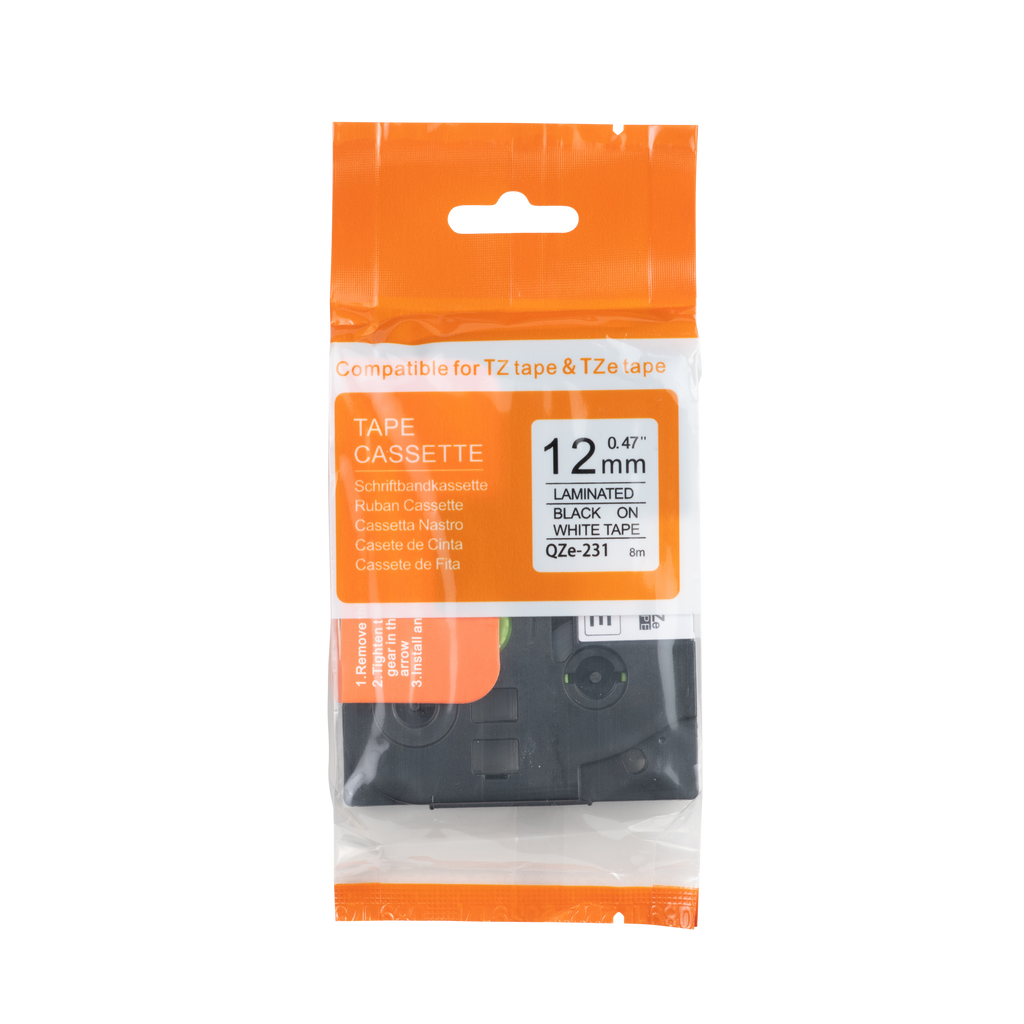 BROTHER P-TOUCH TZE-231 TZE-TAPE 12MM BEYAZ ÜZERİNE SİYAH LAMİNAS BROTHER P-TOUCH TZE-231 TZE-TAPE 12MM BEYAZ ÜZERİNE SİYAH LAMİNAS